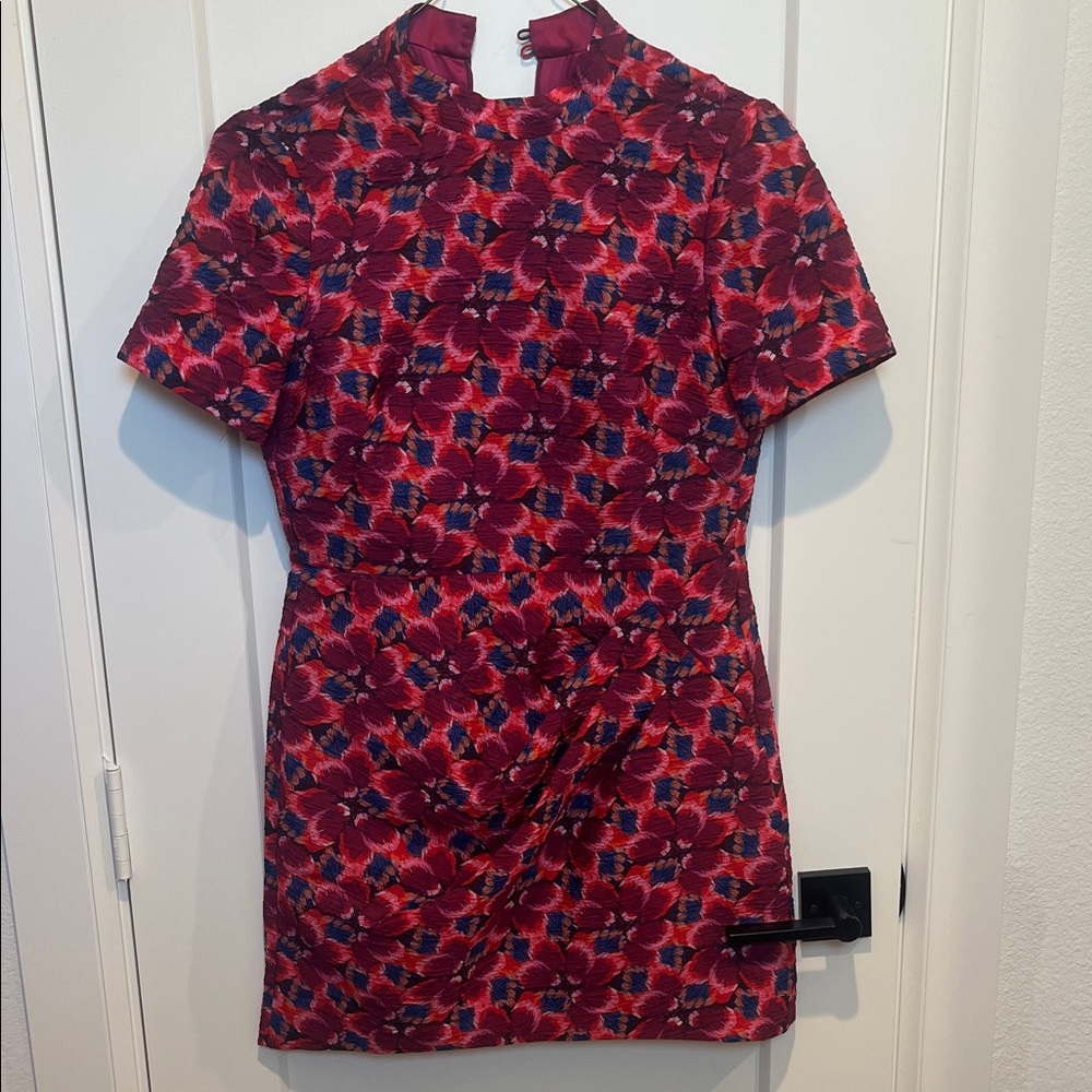 SALONI Red and Blue Floral Mini Dress